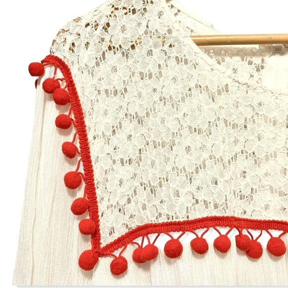 Eloquii Fit & Flare Pom Pom Lace Boho Gauze Dress Tie Plus 24 Curvy Fashionista - Picture 3 of 12